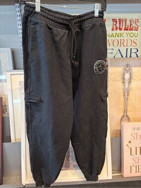 Gymshark Black Cargo Joggers/Sweatpants with Patch Logo